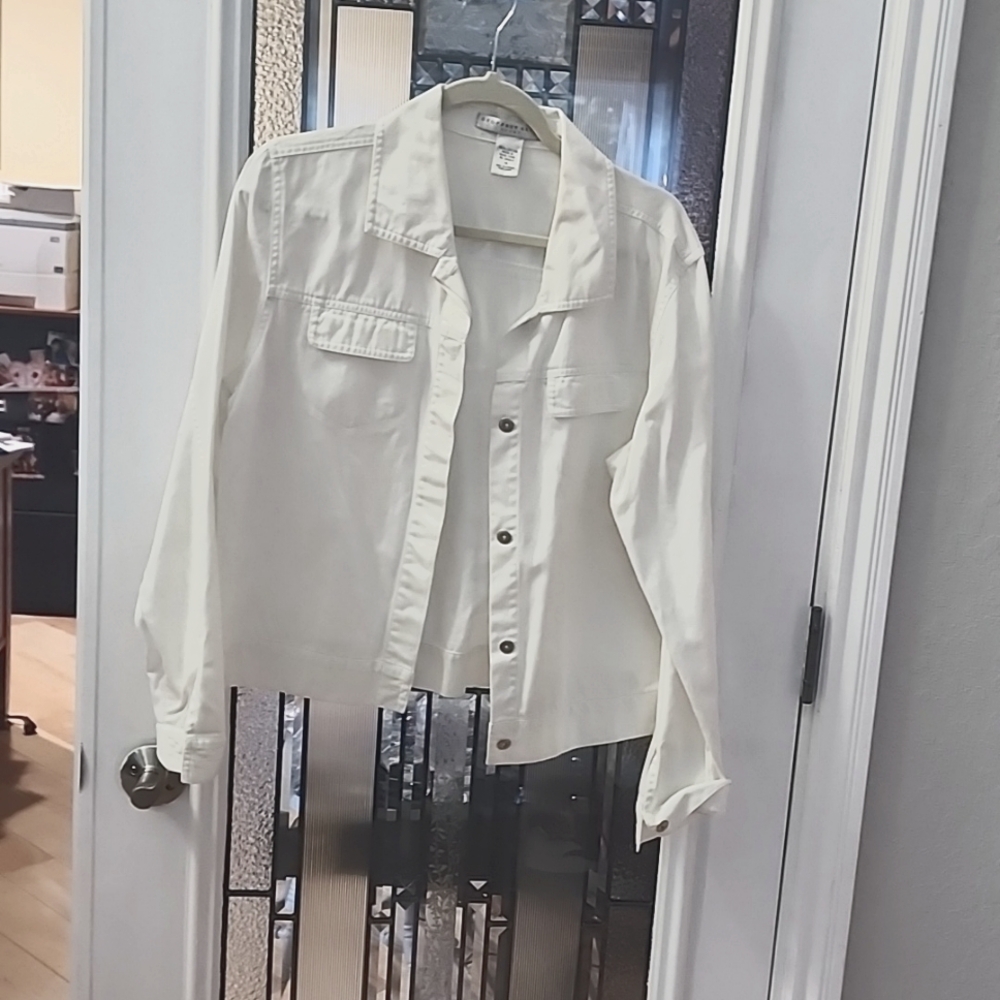 White denim jacket  size 14, 100% cotton